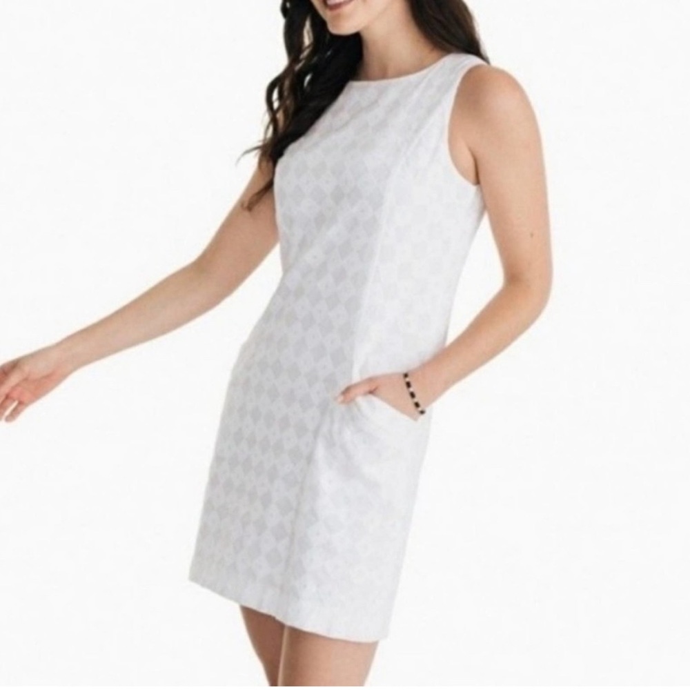 Southern Tide White Linen Sheath Dress w/ Pockets, size 14, Pristine Condition
